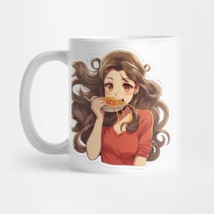 Cute Girl Eating Spaghetti Mug